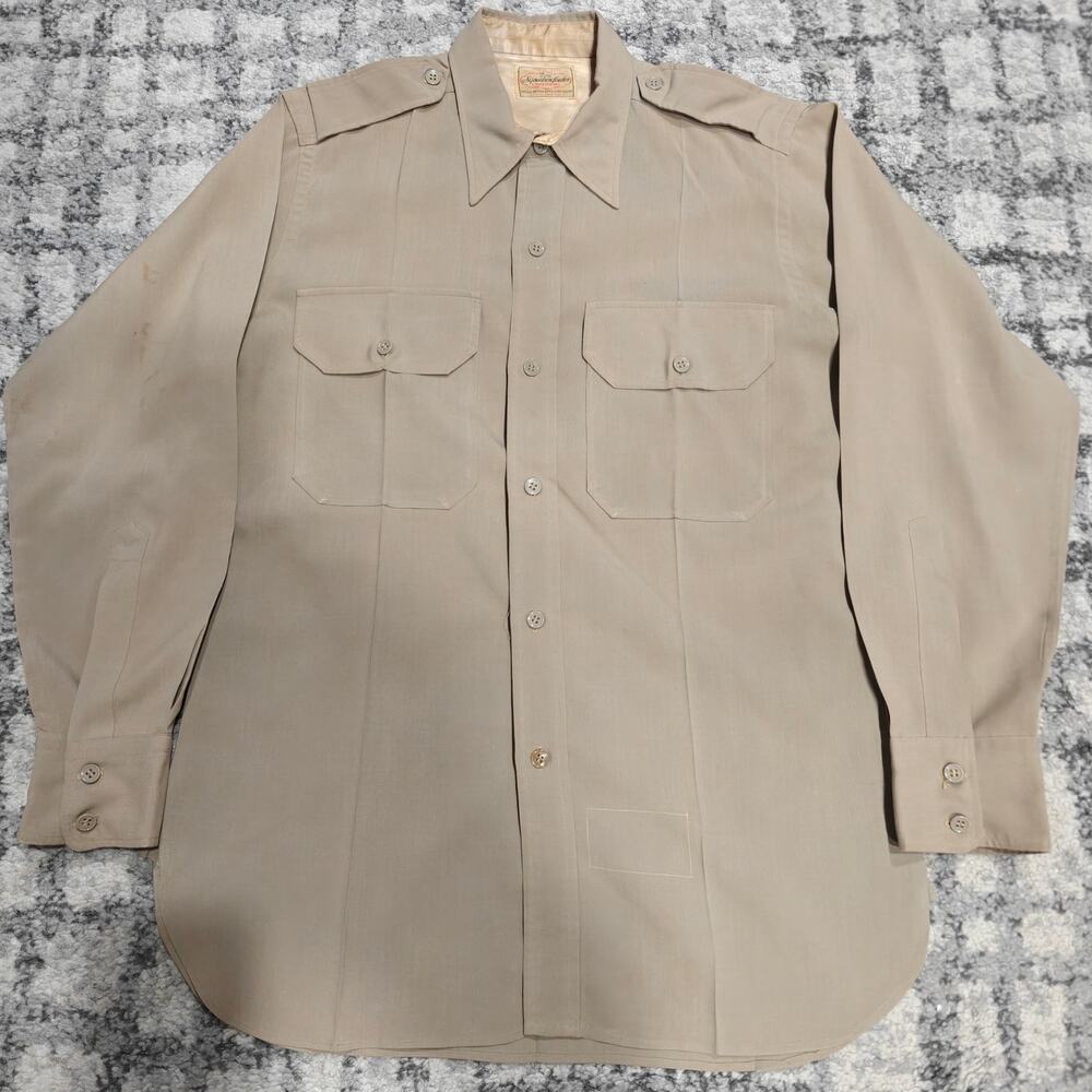 Vintage 1940s WWII US Army Officer Khaki Shirt Squadron Leader Epaulets M